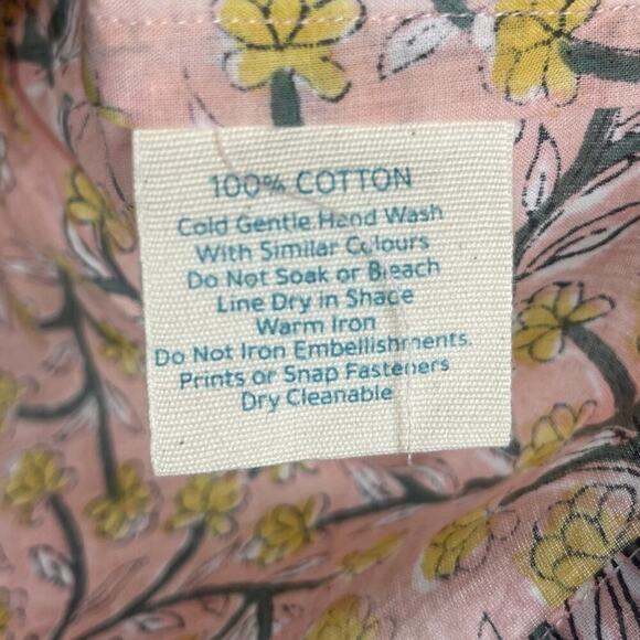 Anuvas India Light Pink Floral Block Print Cotton Sleeveless Top Women's Small - Picture 6 of 12